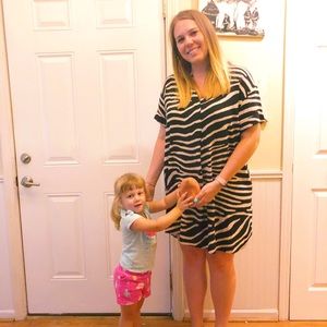 Loose fitting zebra print dress